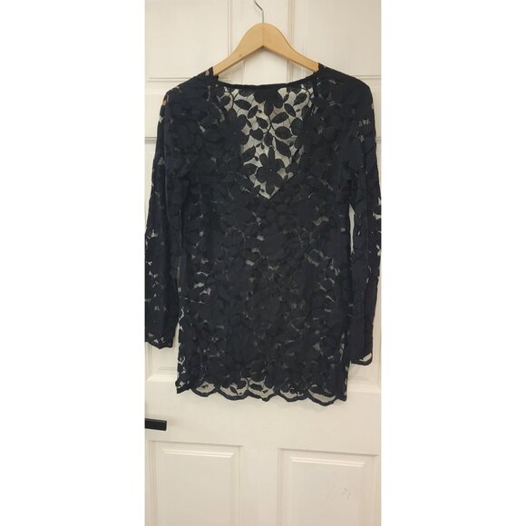 J. Valdi black lace swimsuit coverup eyelet New See through - Picture 11 of 16